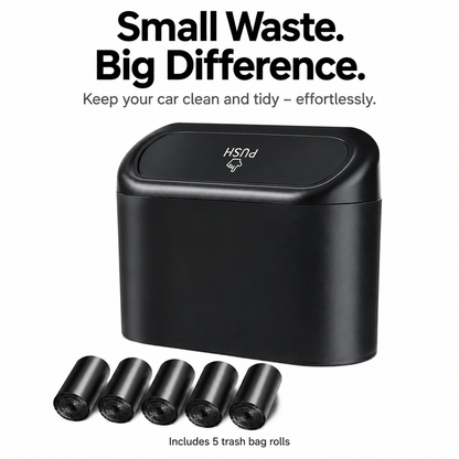 Compact Car Trash Can with Lid & 75 Bags