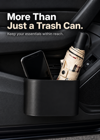 Compact Car Trash Can with Lid & 75 Bags