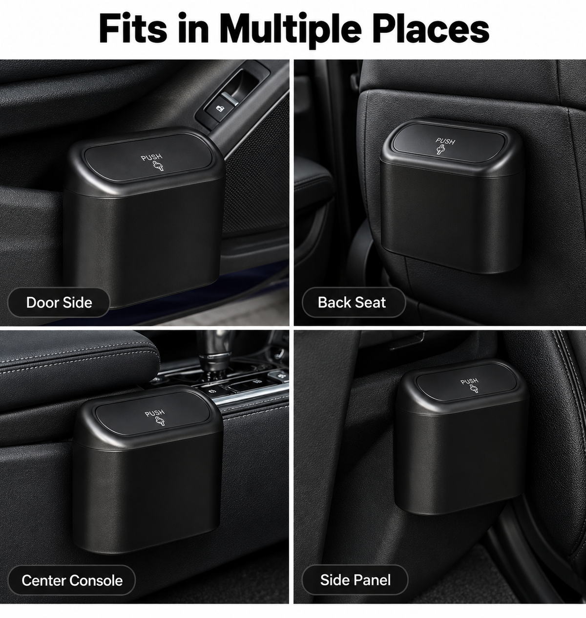 Compact Car Trash Can with Lid & 75 Bags